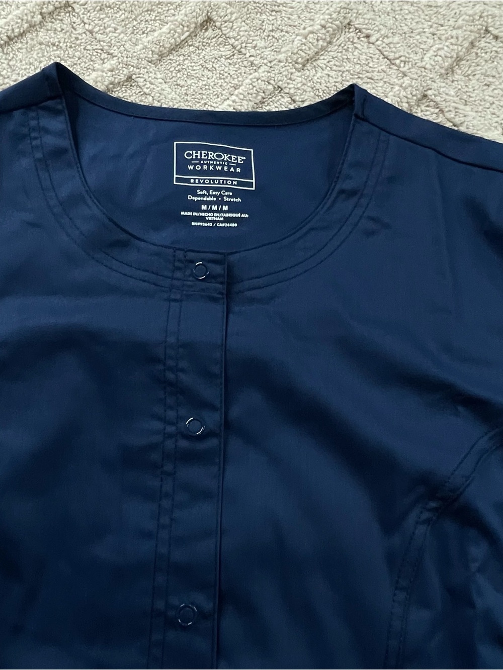 Cherokee Navy Round-Neck Scrub Medical Jacket~ Sz M *NWT Medical Staff - Picture 8 of 9